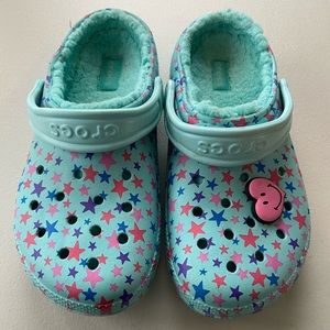 Kids Classic Croc Fleece Lined, Blue & Stars
